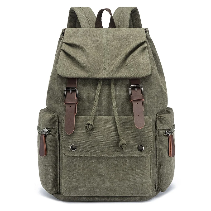 Retro canvas bag, lightweight schoolbag, trendy business casual laptop bag, men's canvas backpack, canvas backpack for students