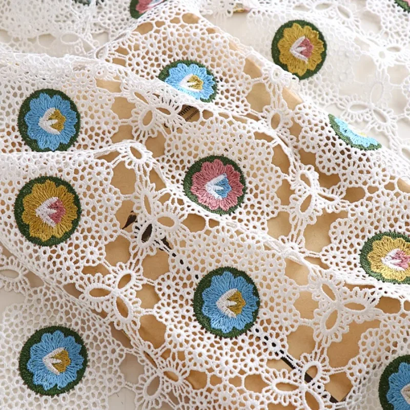 

Colorful Water-Soluble Cutout Embroidered Lace Fabric Textured Material for Cheongsam Dresses & Pencil Skirts Sewing Accessories