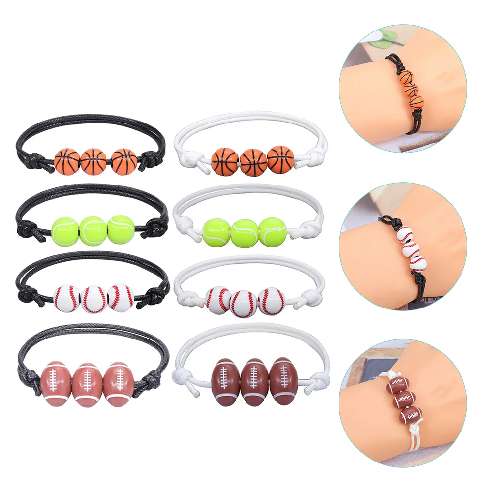 

8 Pcs Sports Bracelet Girls Boys Charm Resin Basketball Braided Lightweight Safe Skin Fashion Accessory Modern Women