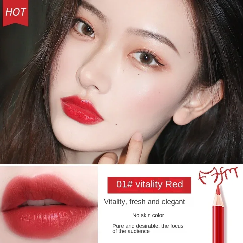 4 สีกันน้ํา Matte Lipliner ดินสอ Contour Tint ลิปสติก LIPS แต่งหน้า Non-Stick CUP Moisturizing เครื่องสําอางค์เซ็กซี่สีแดง