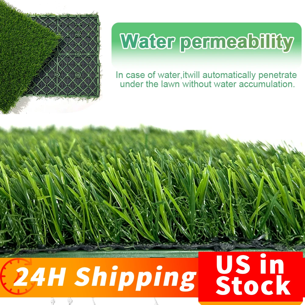 

10-30Pcs 12x12 Inch Realistic Grass Turf Tile Interlocking Grass Deck Tiles Turf Mat Grass Rug for Garden Lawn Patio Balcony