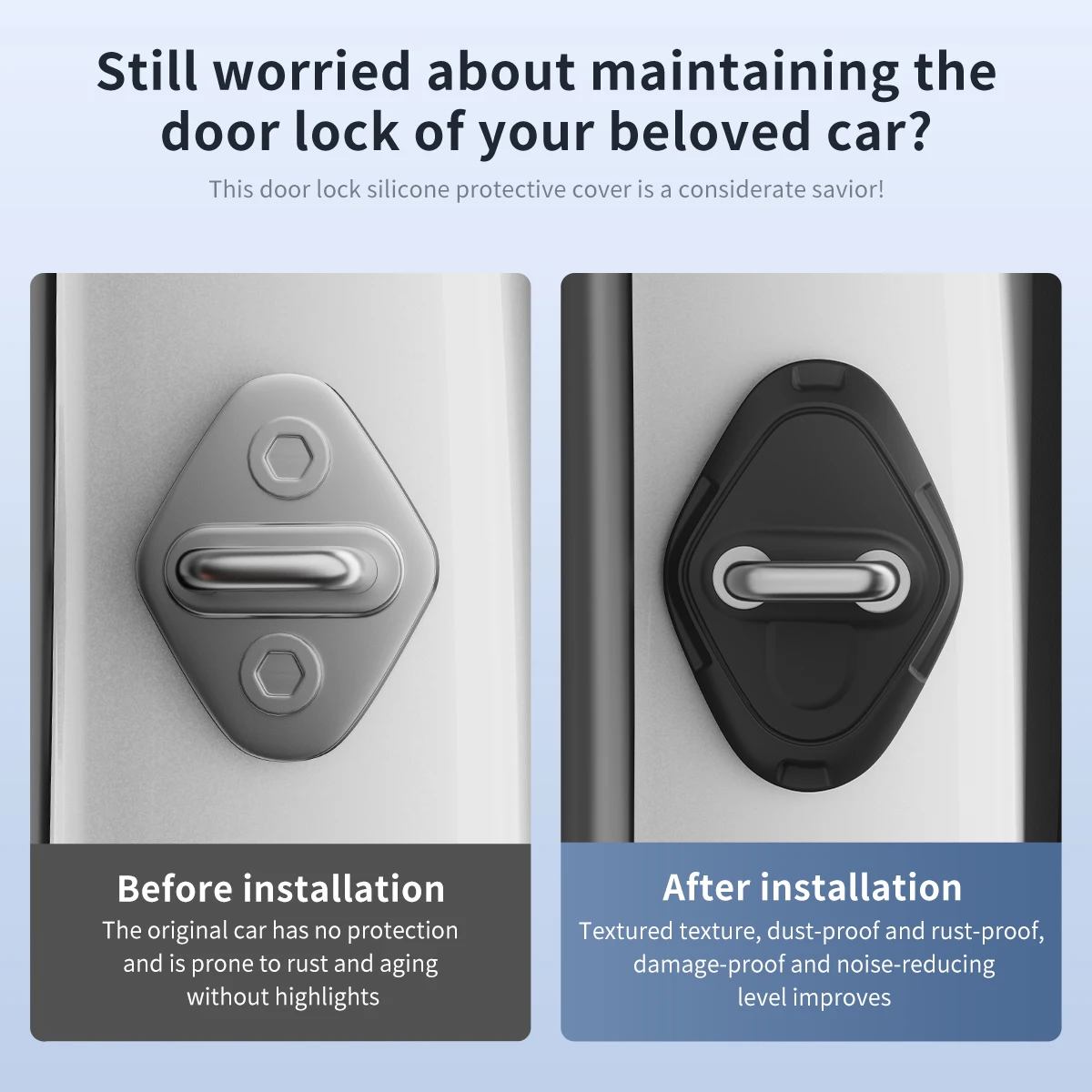 For Foton Silicone Car Door Lock Covers Door Latch Protector Anti-Corrosion Durable Accessories Black 4Pcs