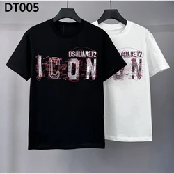 2025 Loose Version D2 Short-sleeved T-shirt Letter Printing Crew Neck T Fashion Men's Women's Short-sleeved Top Cross-border