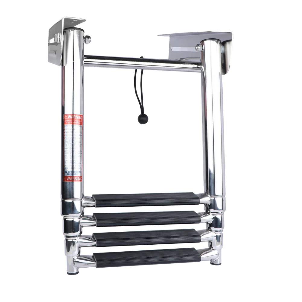 سلم إطلاق قارب سريع لليخوت من الفولاذ المقاوم للصدأ 304، سلم إطلاق تلسكوبي مخفي قابل للطي بدواسة سلم الصعود #5