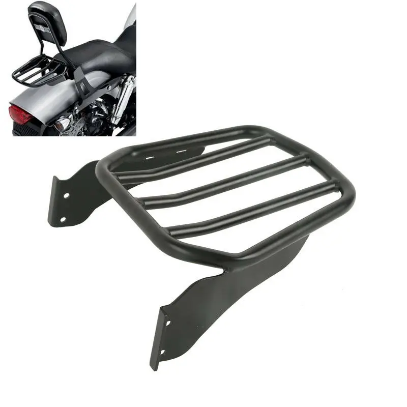 Motorcycle Black/Chrome Sissy Bar Sport Luggage Rack For Harley Fat Boy FLSTF Fat Boy S FLSTFBS Softail Custom FXSTC Springer