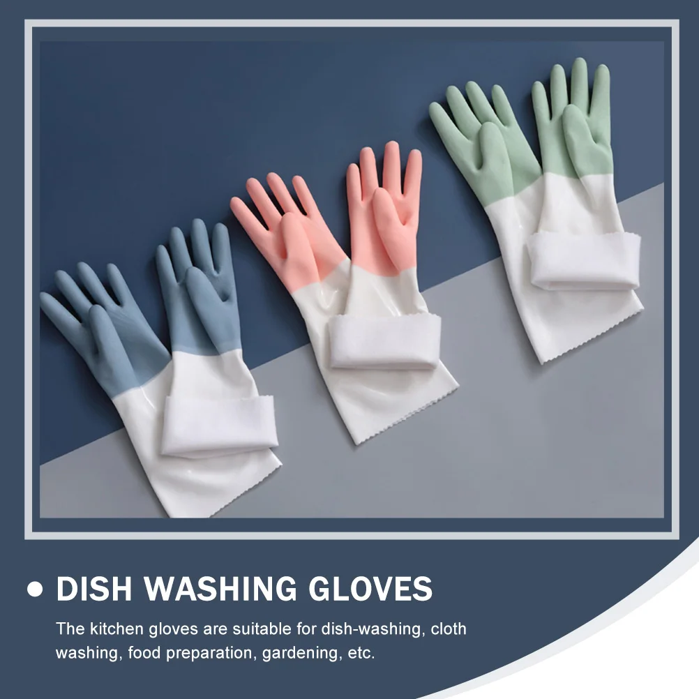 

2pcs Thicken Fleece Lined Cleaning Gloves Winter Warm Waterproof Non-Slip Kitchen Dish Washing Gloves For Housework Garden