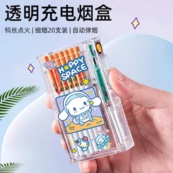 Sanrio Cinnamoroll Pochacco Kuromi new cool creative cartoon slim rechargeable cigarette case and cigarette lighter all in one