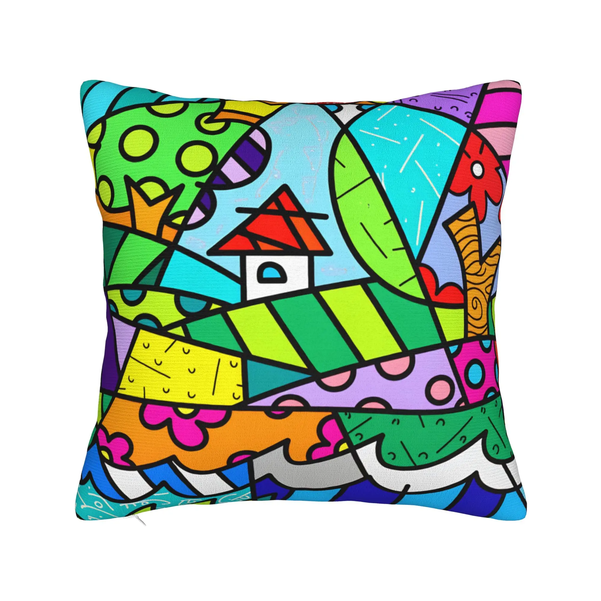 Pillow Cover Britto Abstract Art Movement Anime   Funny Pillow Case For Living Room Chair Pillowcases