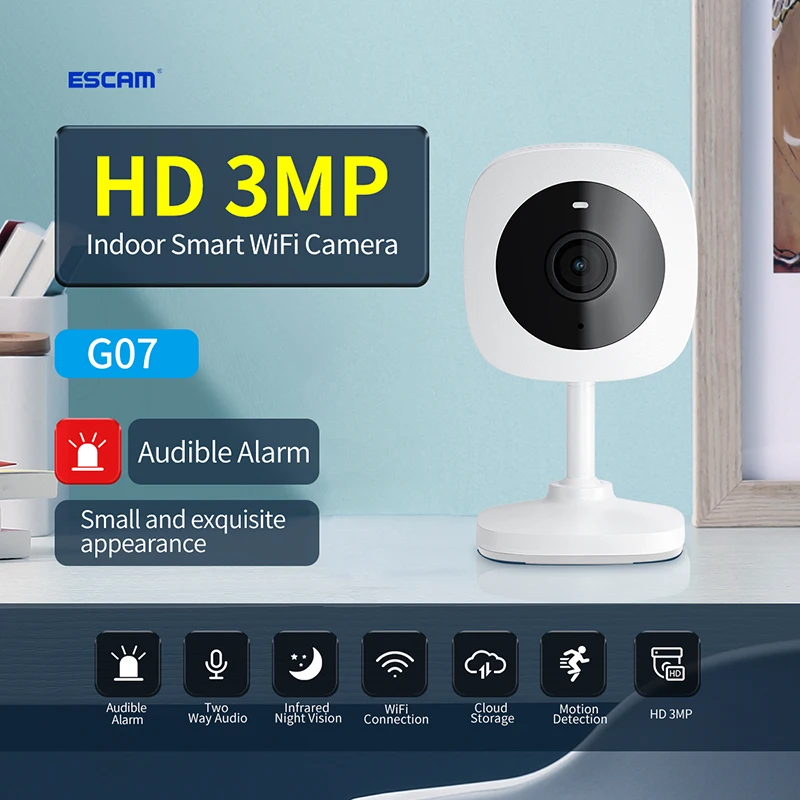 

ESCAM HD 3MP Wifi IP Camera H.265 Indoor CCTV Humanoid Detection Motion Detection Two Way Audio Night Vision Security Camera