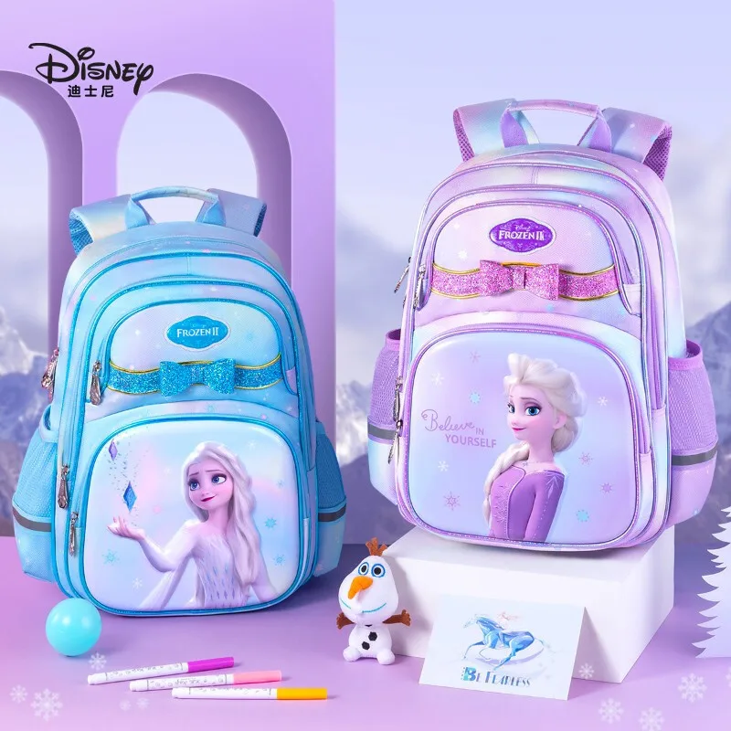 

Disney Frozen Backpack Girls Cartoon Elsa Anna Gradient Color Schoolbag Girls Large-capacity Breathable Kindergarten Backpacks