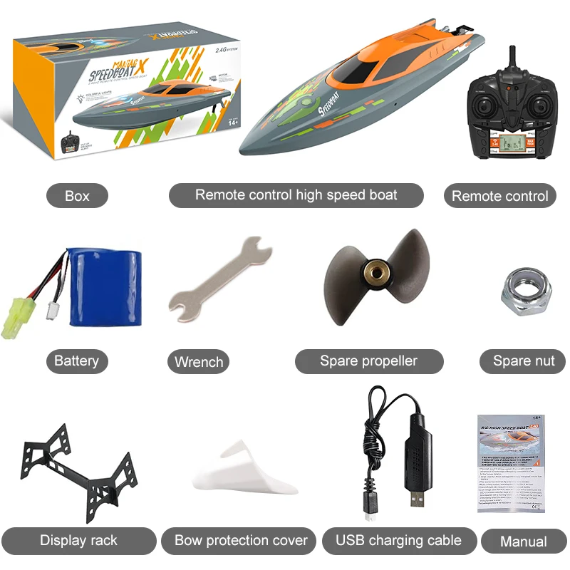 Bateau de course RC 25 KM/H, haute vitesse 2.4GHz 150 mètres, jouets télécommandés, Protection contre la taille, hors-bord, bateau principal, jouet pour garçons, cadeau pour enfants