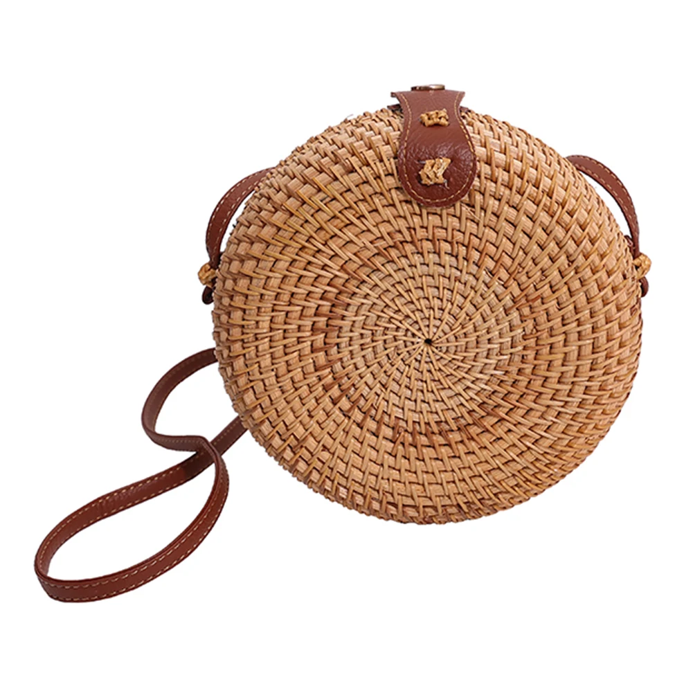 Handwoven Women Handbags Adjustable Strap Rattan Composite Shoulder Bag Large-capacity Portable Durable Storage Daily Leisure