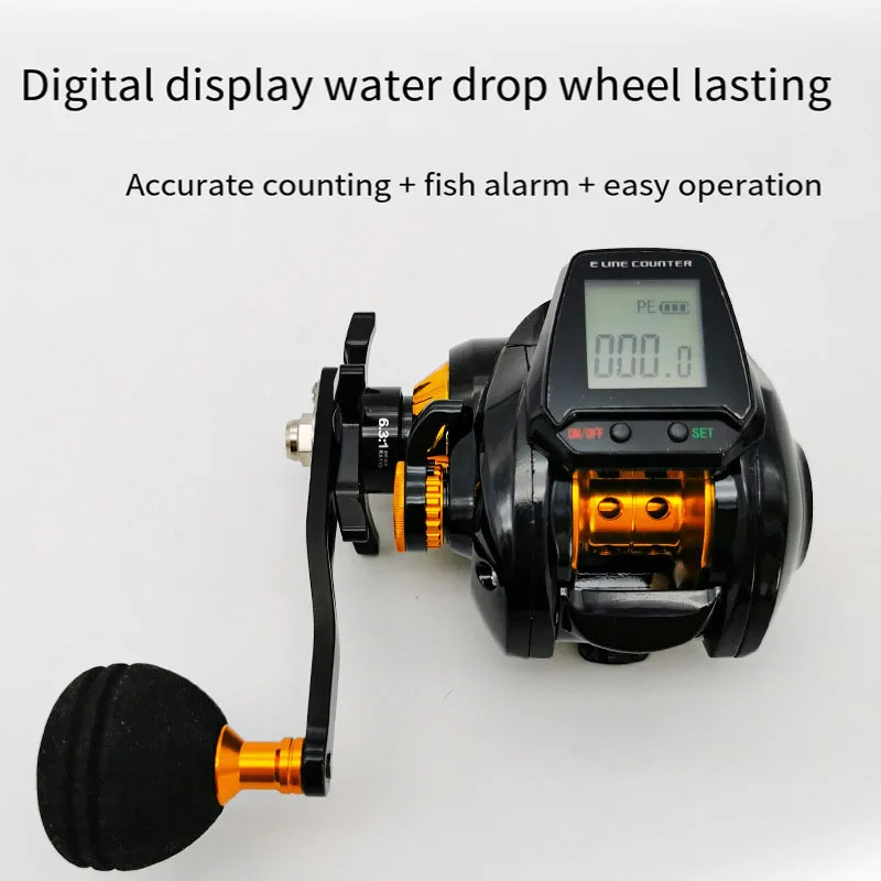 6.3:1 Digital Fishing Baitcasting Reel With Accurate Line Counter Large Display Bite Alarm Counting Flash Gear Fish Reels Tackle