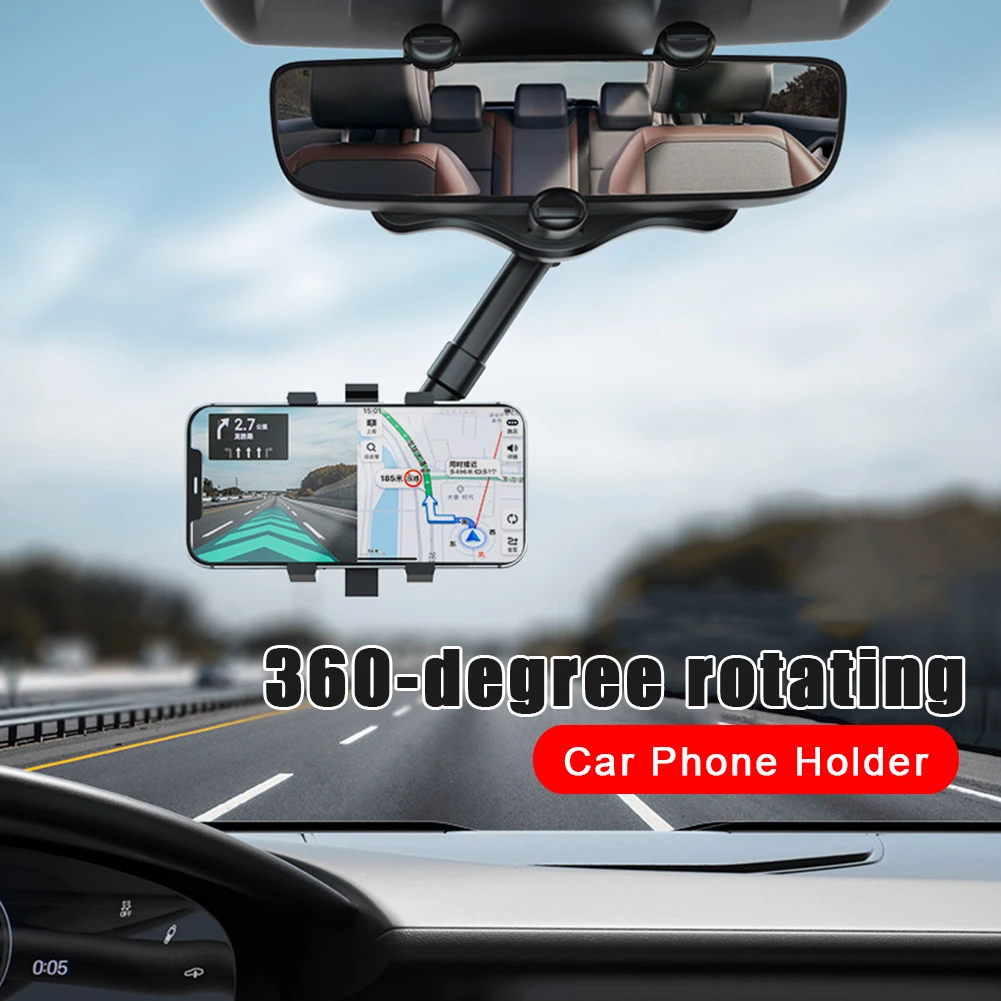 

Rearview Mirror Phone Holder 360 Degree Rotatable and Retractable Phone Mount GPS Holder Universal Car Phone Holder Stand Cradle