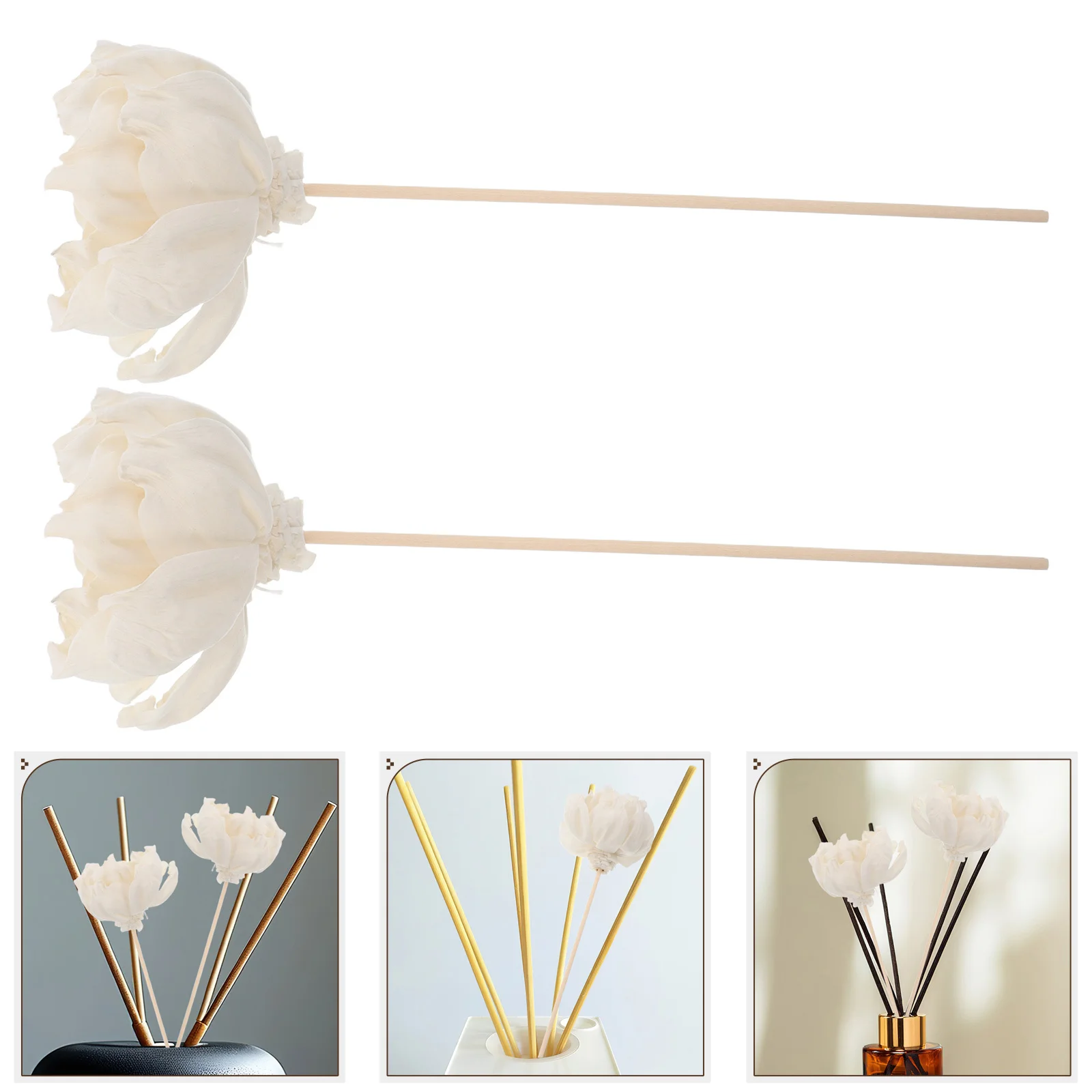 

4pcs Wicker Reed Flowers 8.65X3.14'' Peony Aromatherapy Diffuser Long Lasting Fragrance For Home Office Bathroom Essential Oil