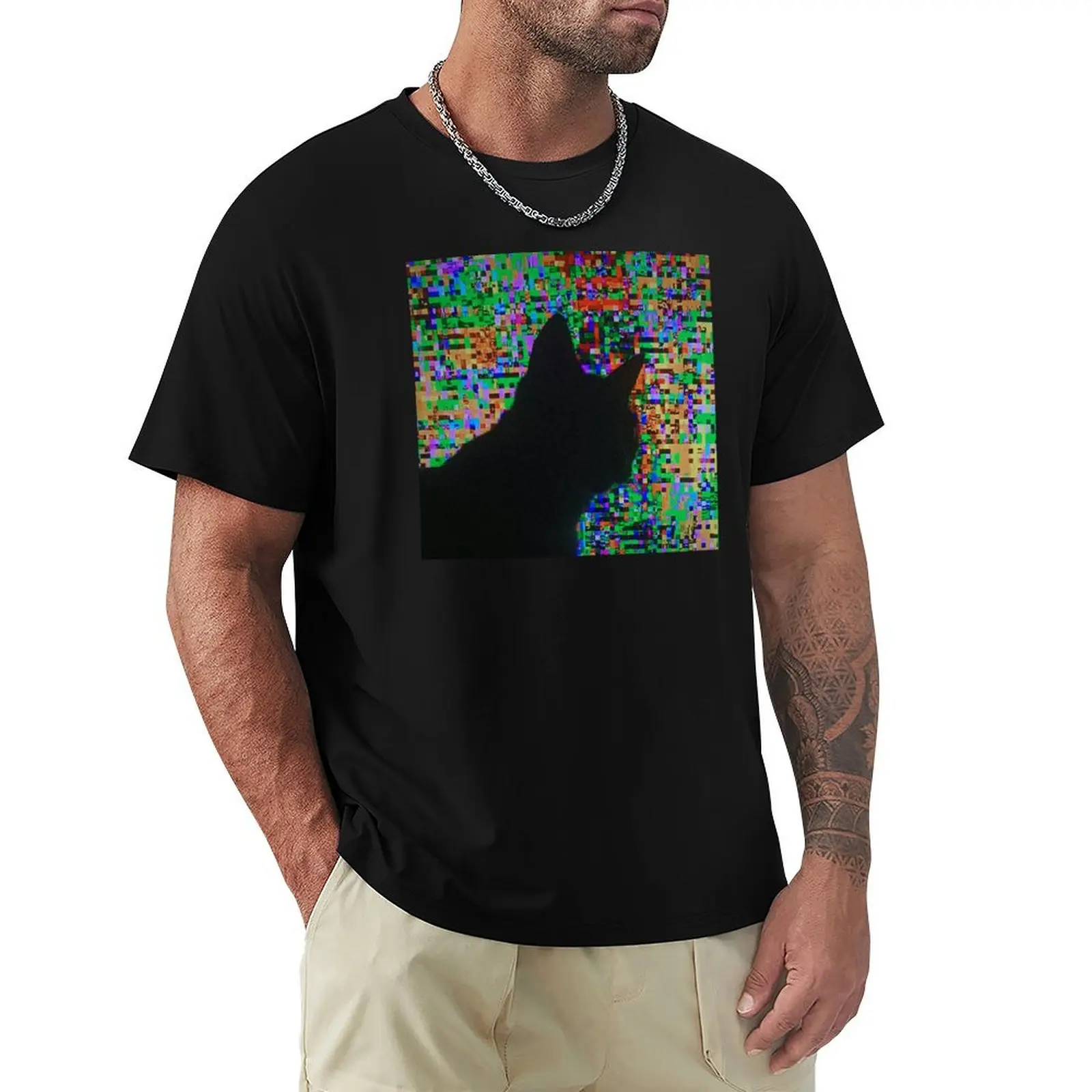 

Cat glitch T-Shirt Soft Basic Cotton Short Sleeve Tee