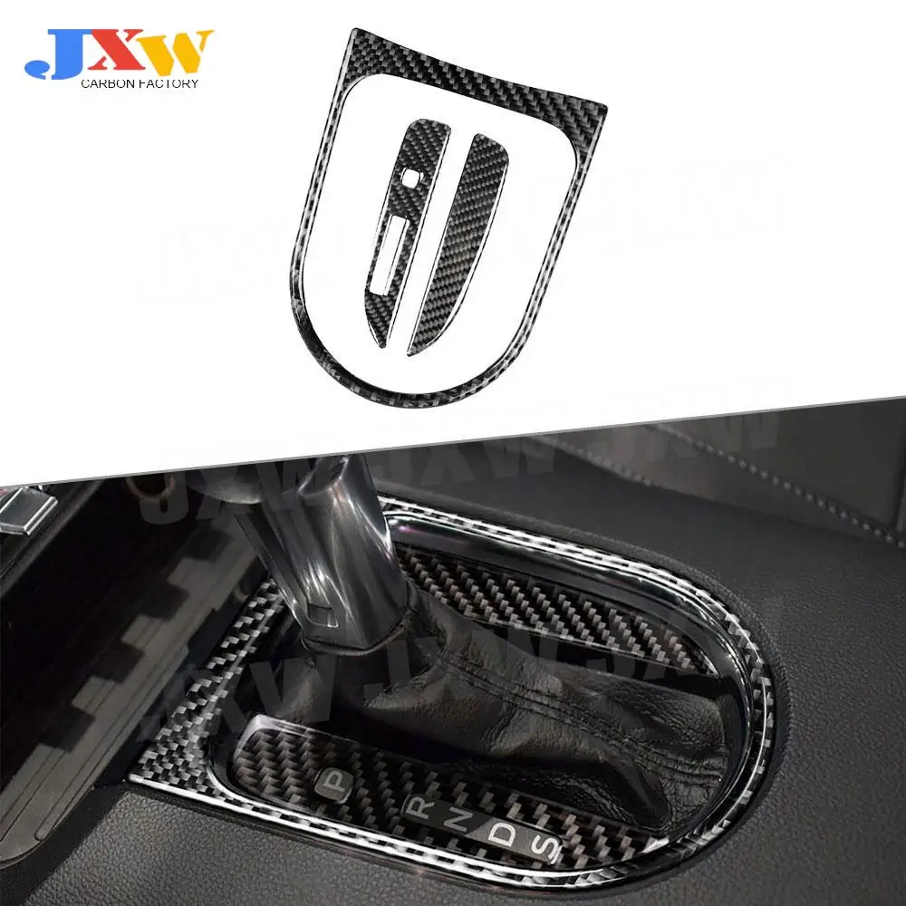 

Carbon Fiber Interior Trims Car Gearshift Panel Frame Cover Mouldings Stickers For Ford Mustang 2015 2016 2017 Car Styling