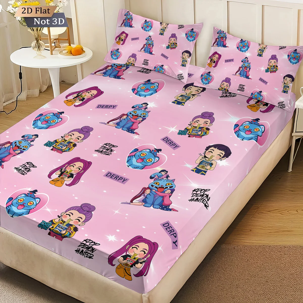 3 قطعة K-Pop شيطان الصيادين المطبوعة Chipless غطاء سرير مجموعة متعددة الحجم لينة غطاء السرير غرفة نوم الفراش الديكور آلة قابل للغسل