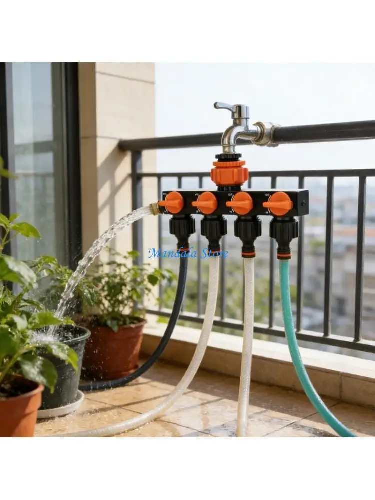 U2JC 4-Way Garden Water Divider Removable Garden Hose Splitters Watering Connector Distributor For Outdoor Tap and Faucet