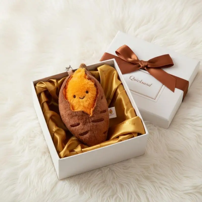 Kawaii Roasted Sweet Potato Plush Keychain Lifelike Simulated Food Stuffed Pendant for Handbag Decor Friend Gift