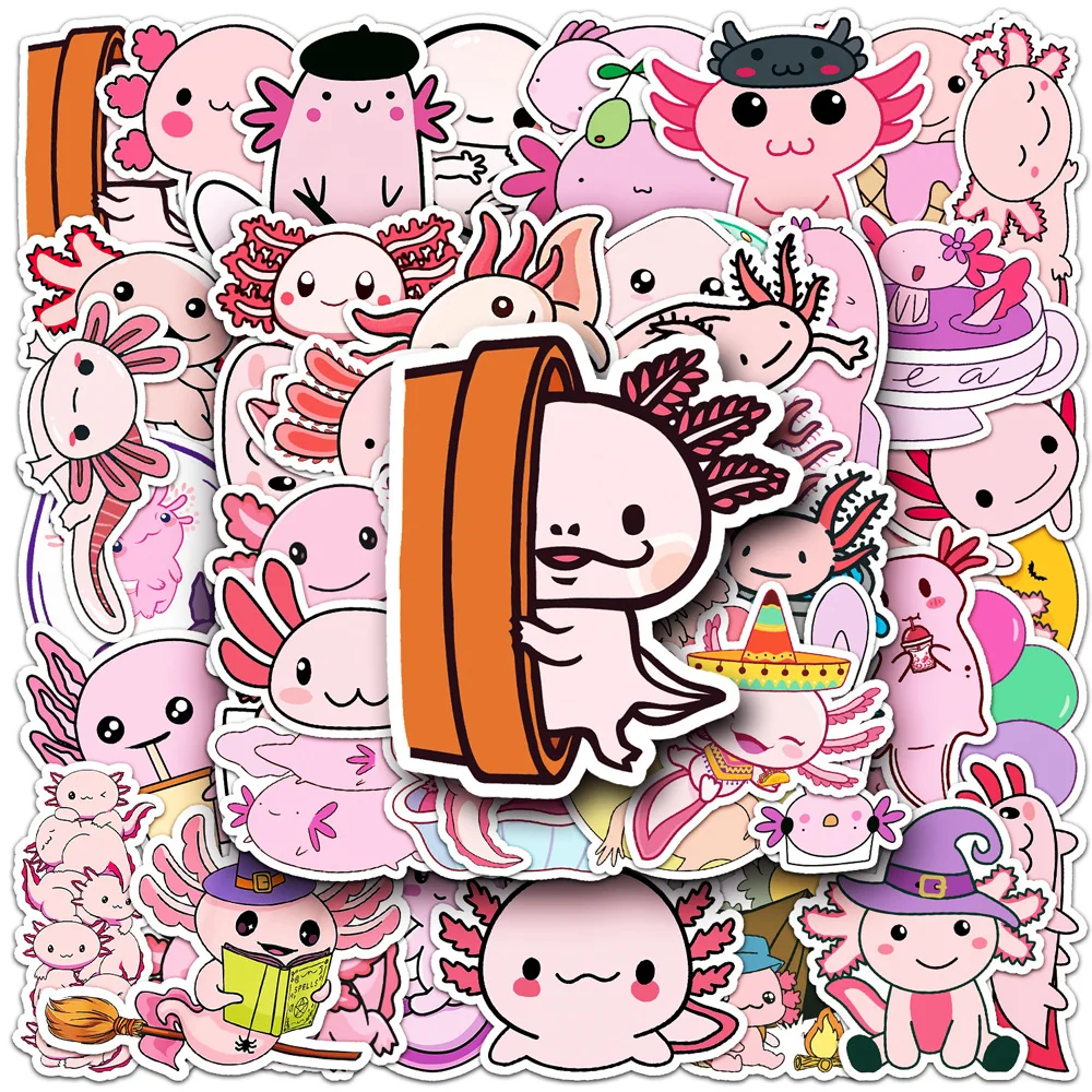 10/30/50PCS Nette Tier Axolotl Aufkleber Cartoon Kinder Decals Spielzeug DIY Tagebuch Koffer Telefon Laptop Wasserdicht kawaii Sticker Pack