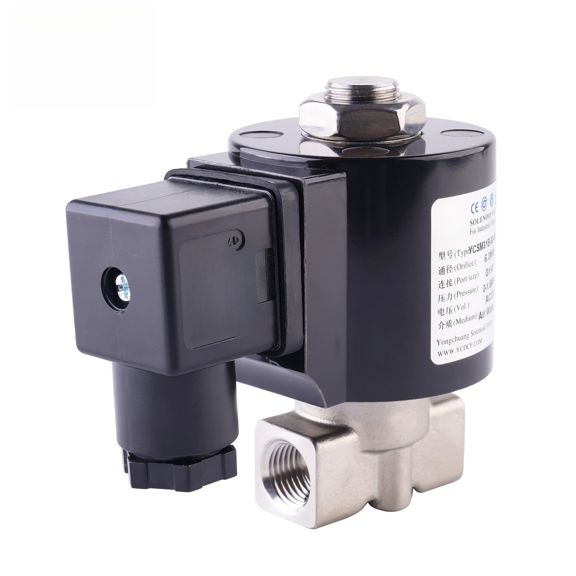 Large Diameter High Pressure YCSM31B Stainless Steel Solenoid Valve Direct Acting 2-position 2-way