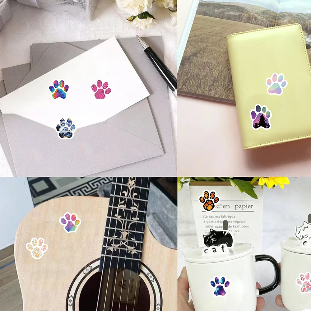 Pegatinas con estampado de huellas de perro, pegatinas coloridas de huellas de animales, decoración para fiesta de cumpleaños, 500 piezas por rollo