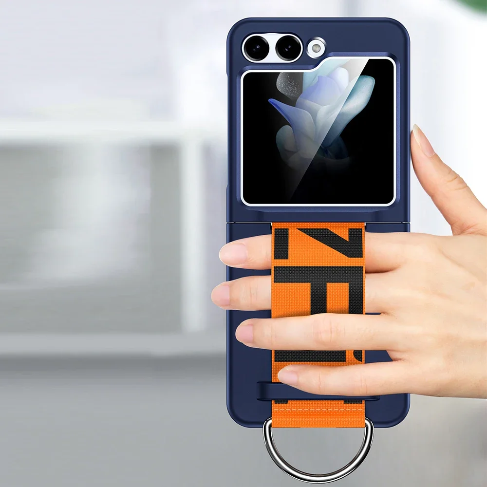 Nuovo per Samsung Z Flip 5 6 custodia con supporto ad anello con cinturino da polso elastico custodie per cinturino per Samsun Galaxy Z Flip 4 3 5 6 Z Flip6 Cover