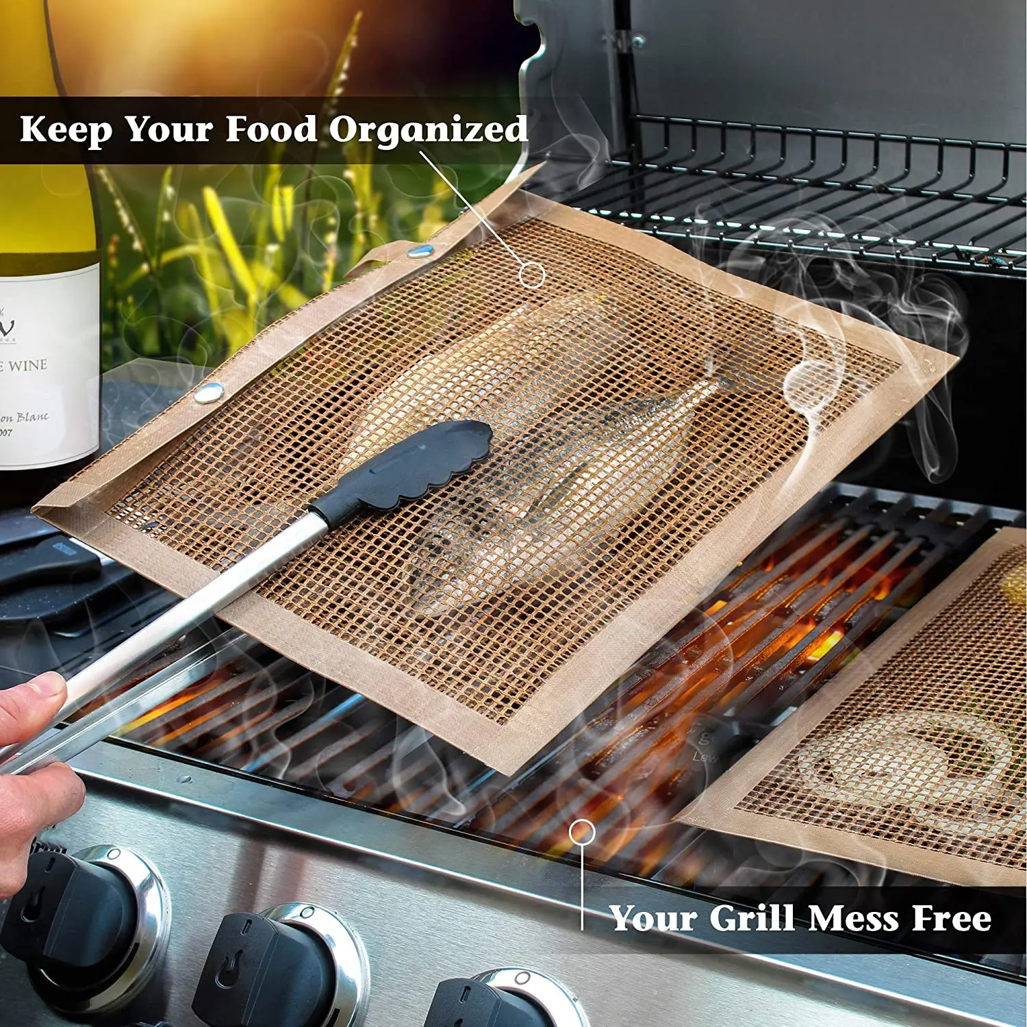 1PCS Non-Stick Mesh Grilling Bag Heat Resistant Vegetable Meat BBQ Bag Outdoor Picnics Camping BBQ Tools