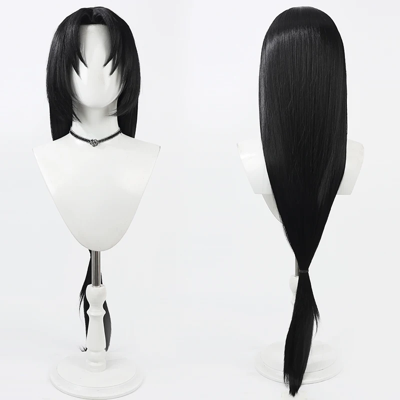 Identity V White/Black Guard Xie Bi'an Cosplay Wig Fan Qilin Merchant Black Heat Resistant Synthetic Hair