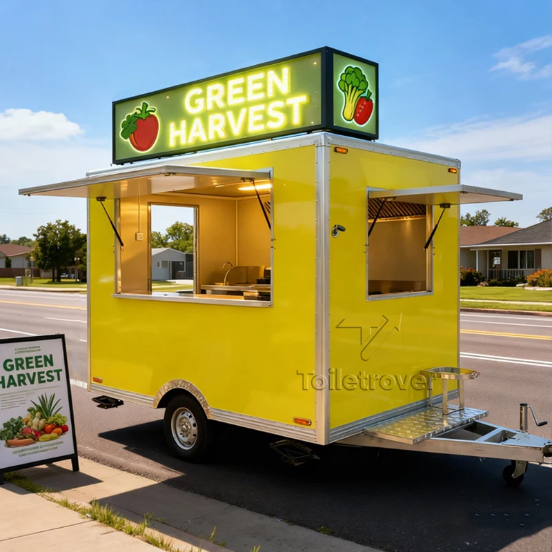 

Retro Commercial Fast Food Cart Trailer Taco Pizza Food Trailer Fried Chicken Food Truck Sale NYC Food Trailer with Full Kitchen