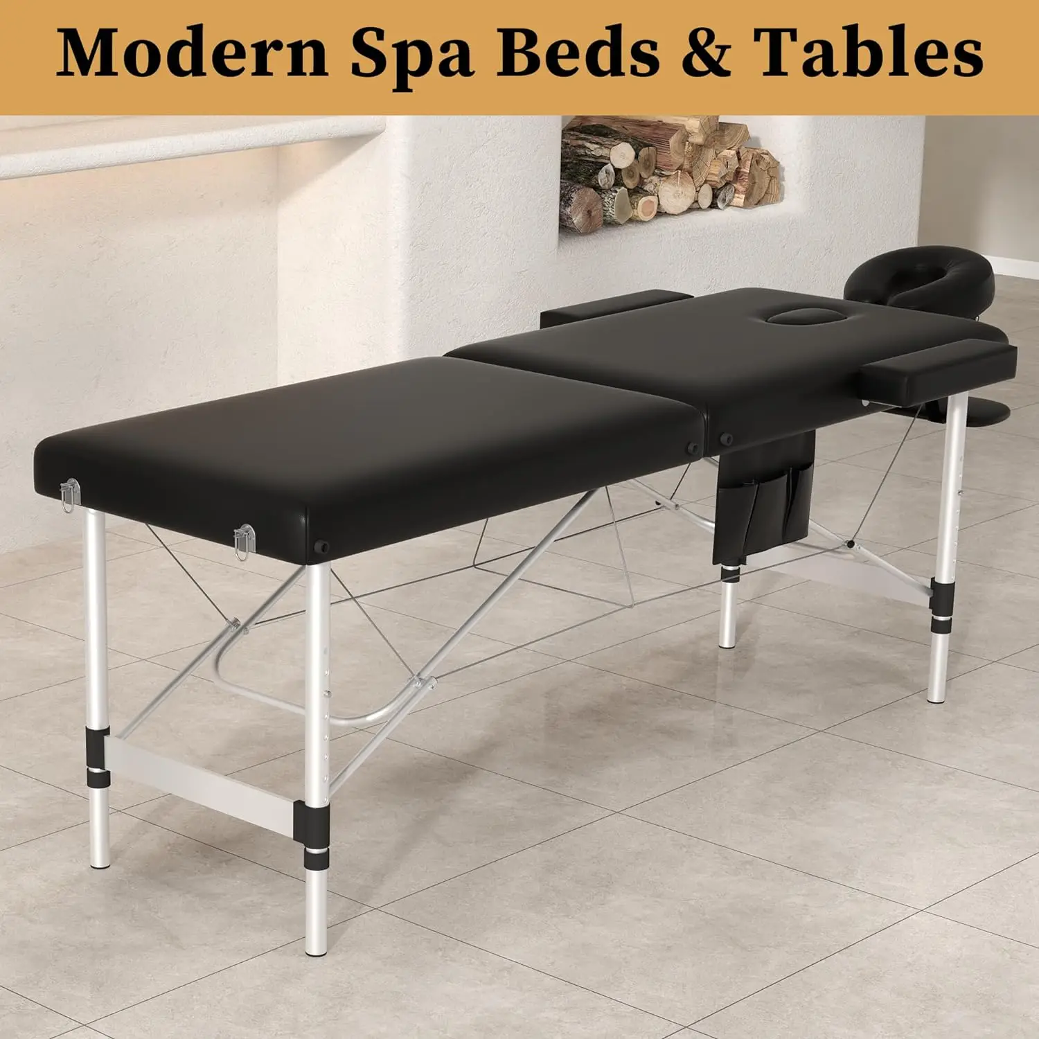 Massage Table Massage Bed Portable,26 LBs Light Weight 2 Section Foldable Tattoo Bed Facial Care Spa Bed Sturdy Aluminum Frame