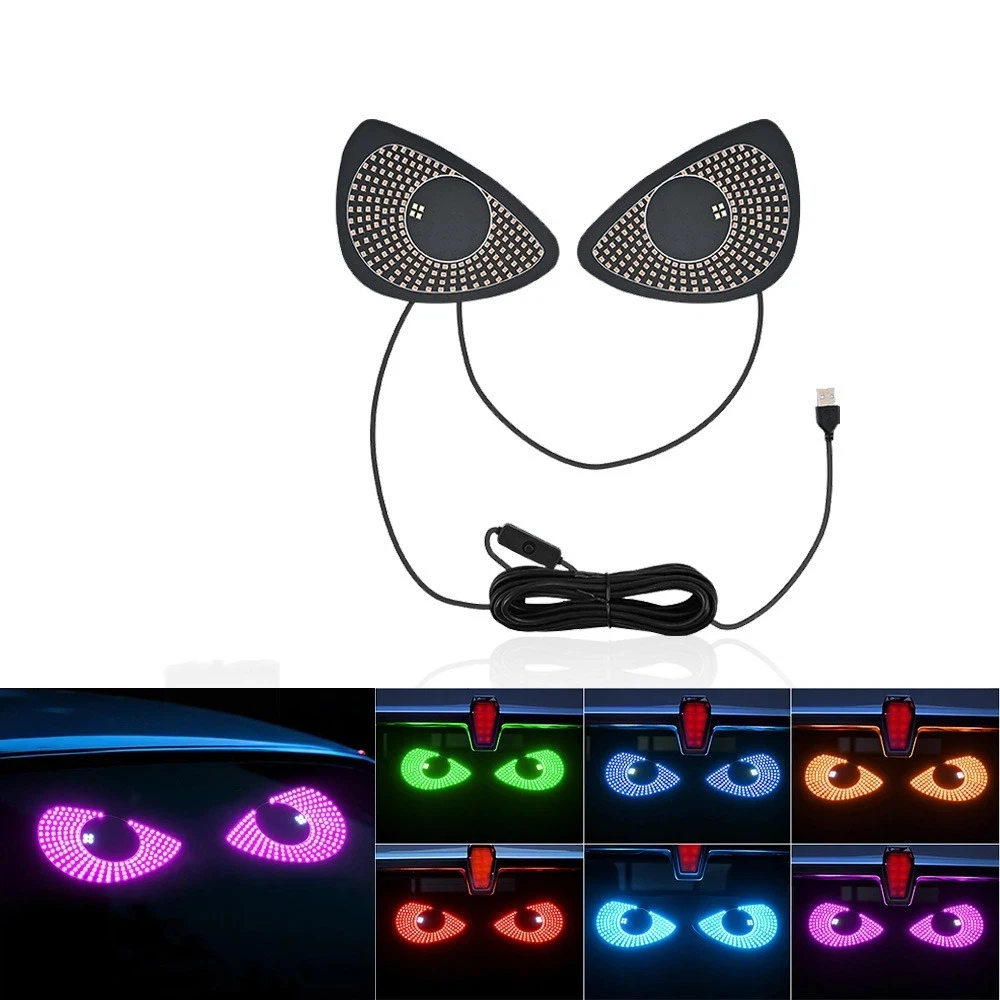 New Flashing Car LED Warning Light USB Powered Multi-mode Devil Eyes Light LED Car Atmosphere Light for Car Windshield