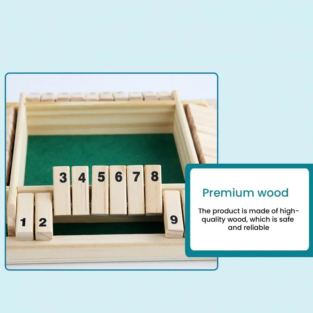 Shut Box Game Shut Box Wooden Board Game for 4 Players Educational Math Dice Game Family Night Classic Tabletop for Kids Adults