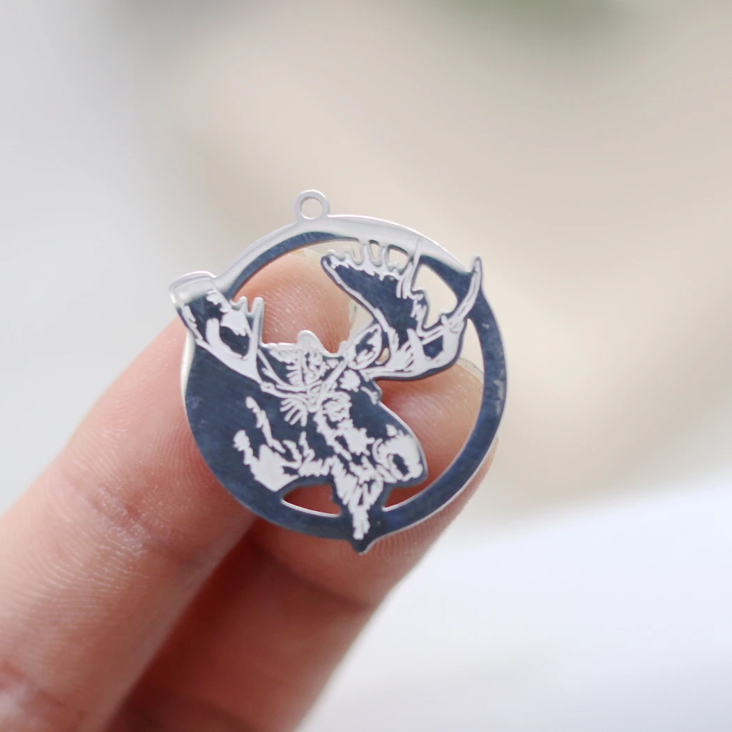 2PCS Trendy Punk Wild Animal Alpaca Antelope Cheetah Rhino Giraffe Charms DIY Necklace Jewelry Making Stainless Steel Pendant