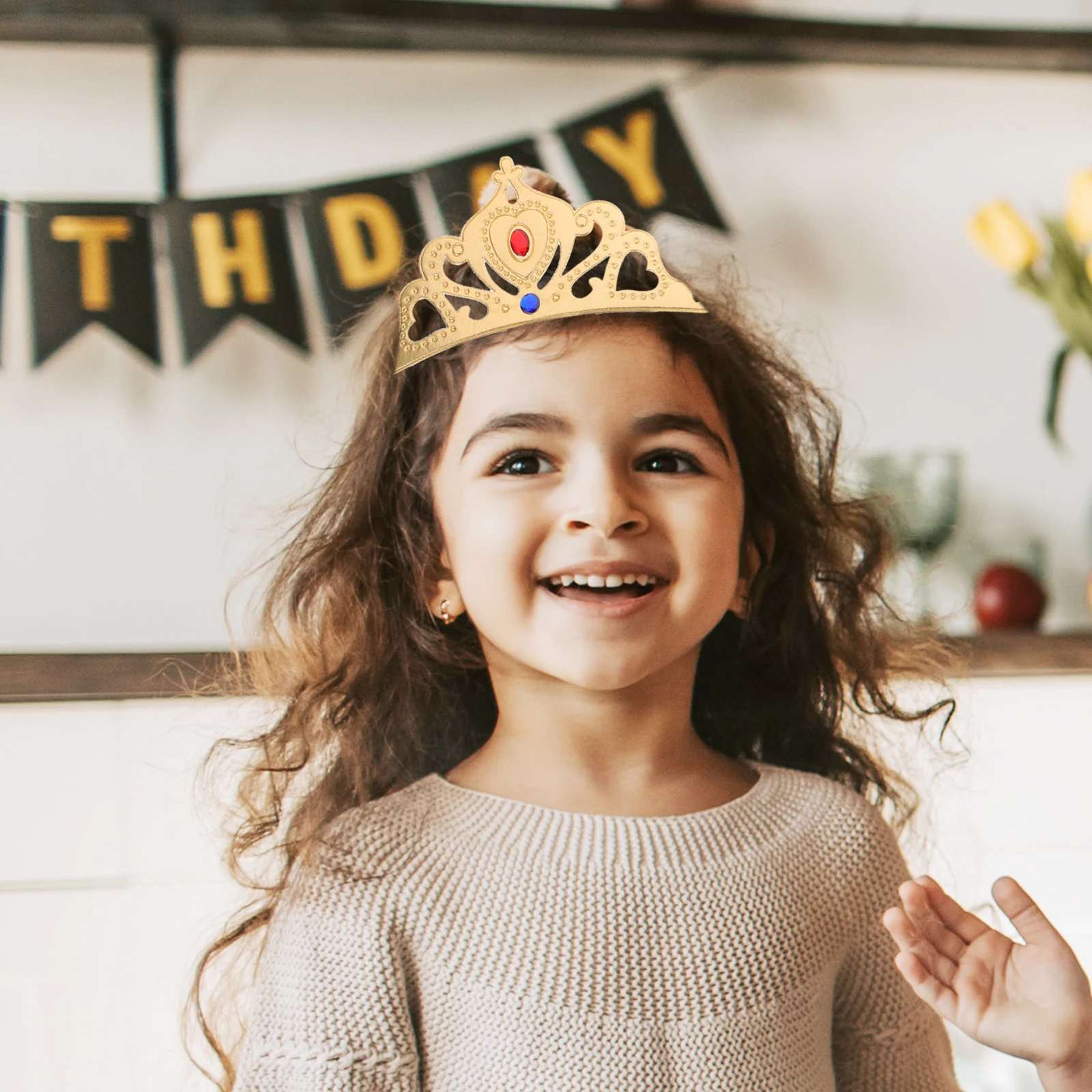 

6pcs Princess Crown Headband for Girl Rose Gold Silver Birthday Party Girls Baby Headbands Cloth Hair Accessories