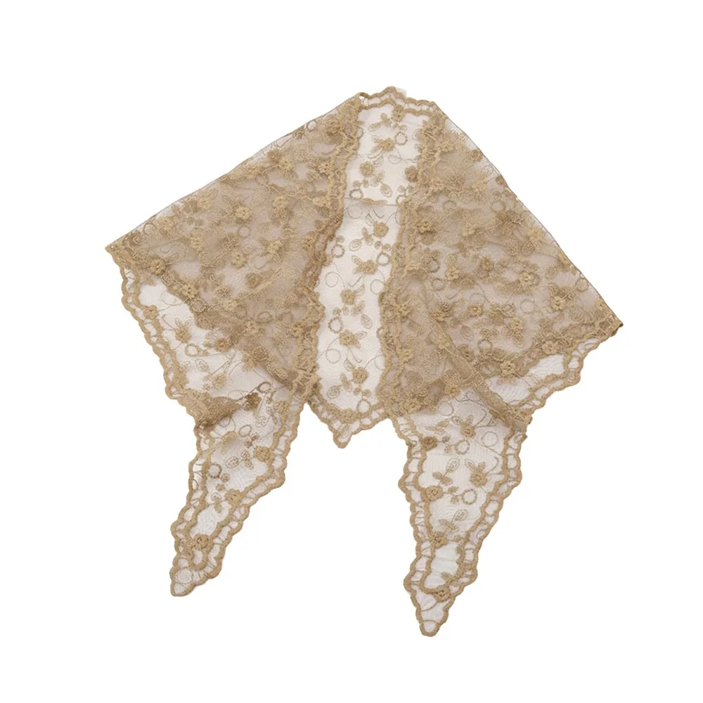 

Повседневный кружевной платок-повязка для волос с цветочным узором, тонкий, милый, нежный, в богемном стиле, треугольный, пасторальный
