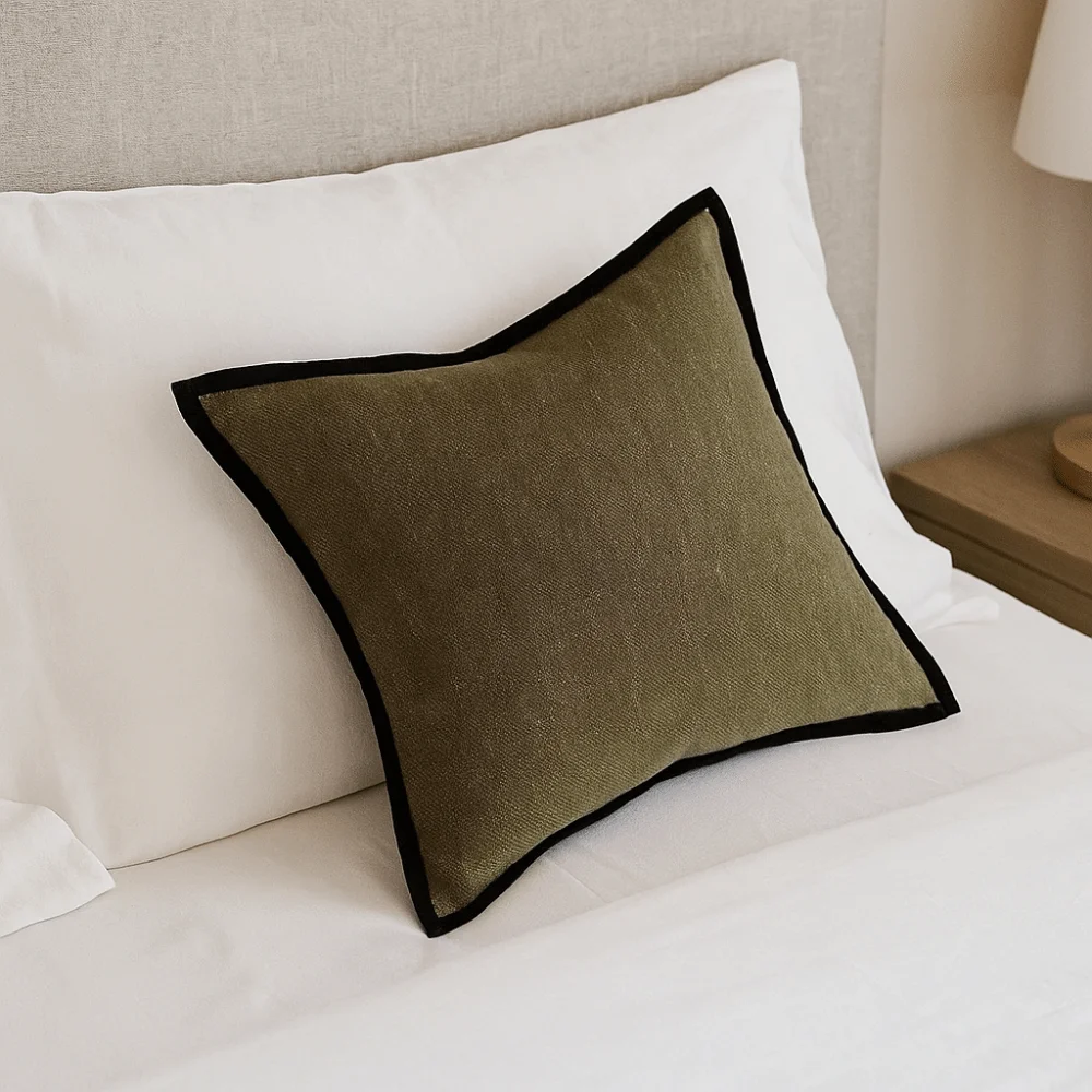 Cotton Linen French Medieval Style Pillowcase Retro Black Border Cushion Cover Wear-resistant Dirt-resistant Waist Pillow Cover