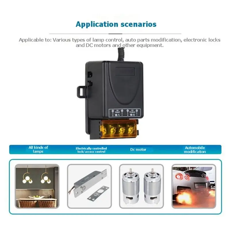 DC12V To 48V Wireless Remote Control Switch 30A Relay Receiver Controller Module Featuring 2-Bottom Rf433mhz Transmitter