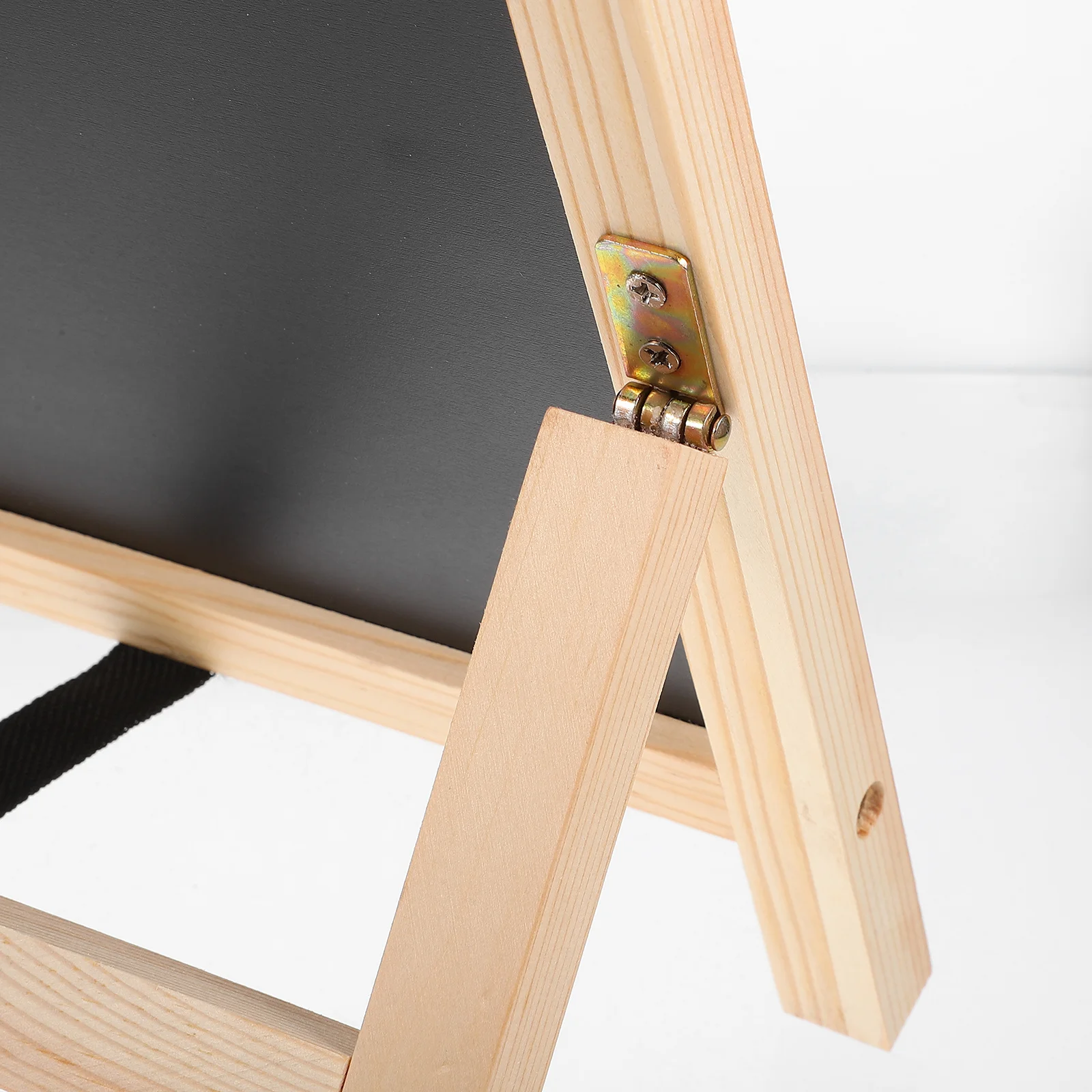 علامة سبورة عمودية لسطح المكتب مزدوجة الجوانب وقاعدة خشبية سوداء كلاسيكية قابلة للمسح ولوحة رسائل صغيرة للمكتب #4