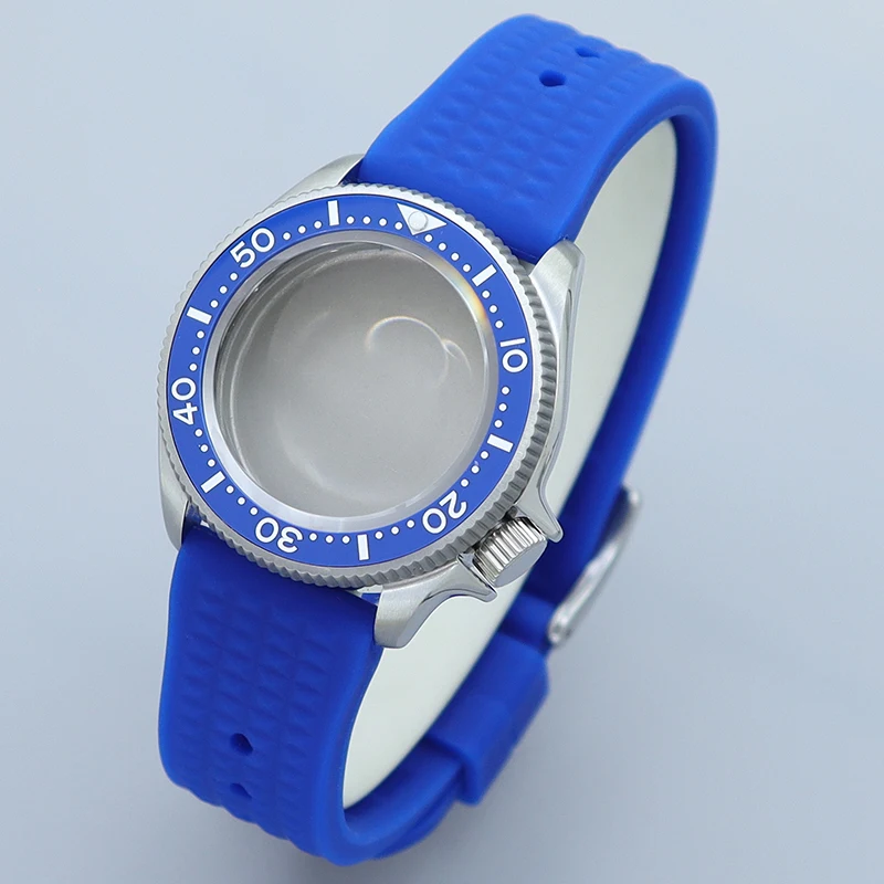 

38mm Ms. Watch Case blue Rubber band Sapphire Fit SKX007 Seiko Nh35 Nh34 Nh36/38 Movement 28.5mm Dial Ceramic Bezel watch parts