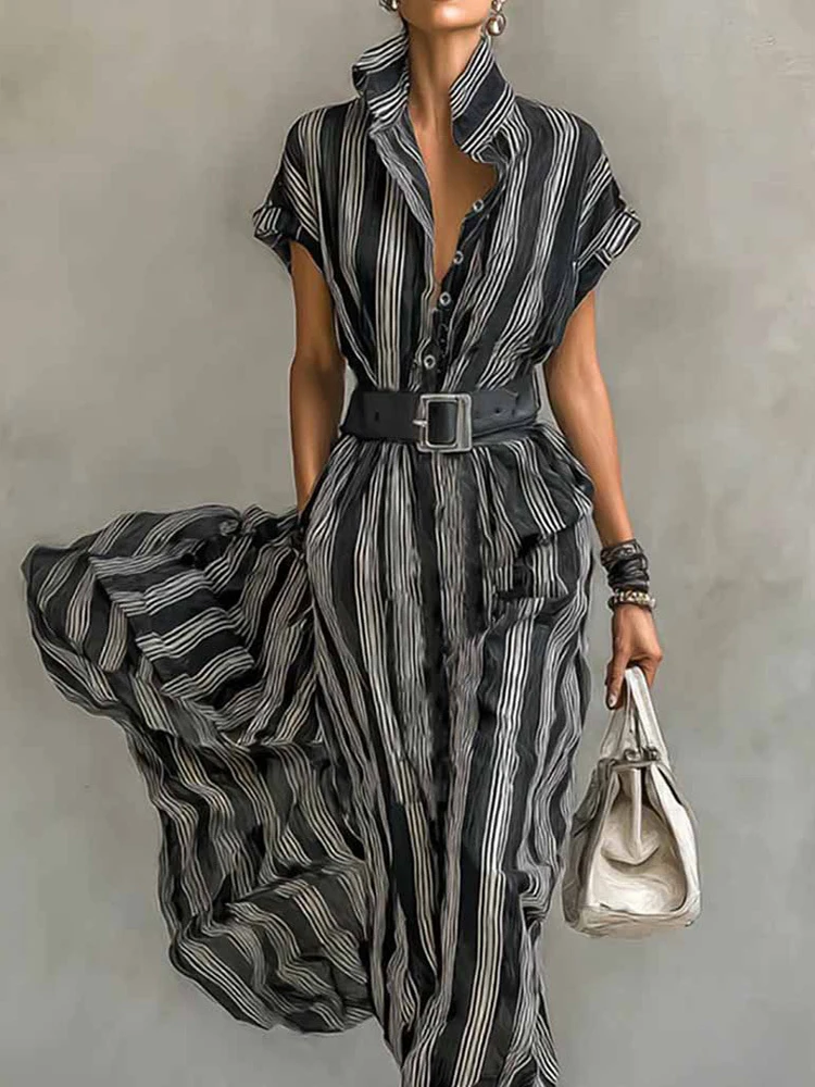 

Весеннее женское повседневное платье из полиэстера с короткими рукавами, 2026, новое модное платье с высокой талией и воротником с капюшоном