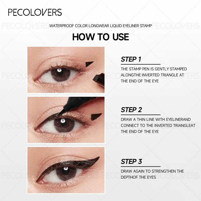 1PC 2 in1 Stamp Liquid Eyeliner Pencil Water Proof Fast Dry Double-ended Black Seal Eye Liner Pen Make Up for Women Cosmetics
