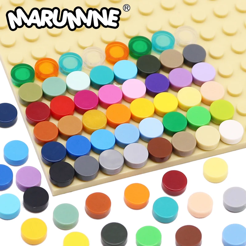 

MARUMINE 100 шт. плоская плитка 1x1 круглые пиксельные художественные блоки MOC аксессуары, детали, совместимые с 98138 строительной кирпичной базовой пластиной