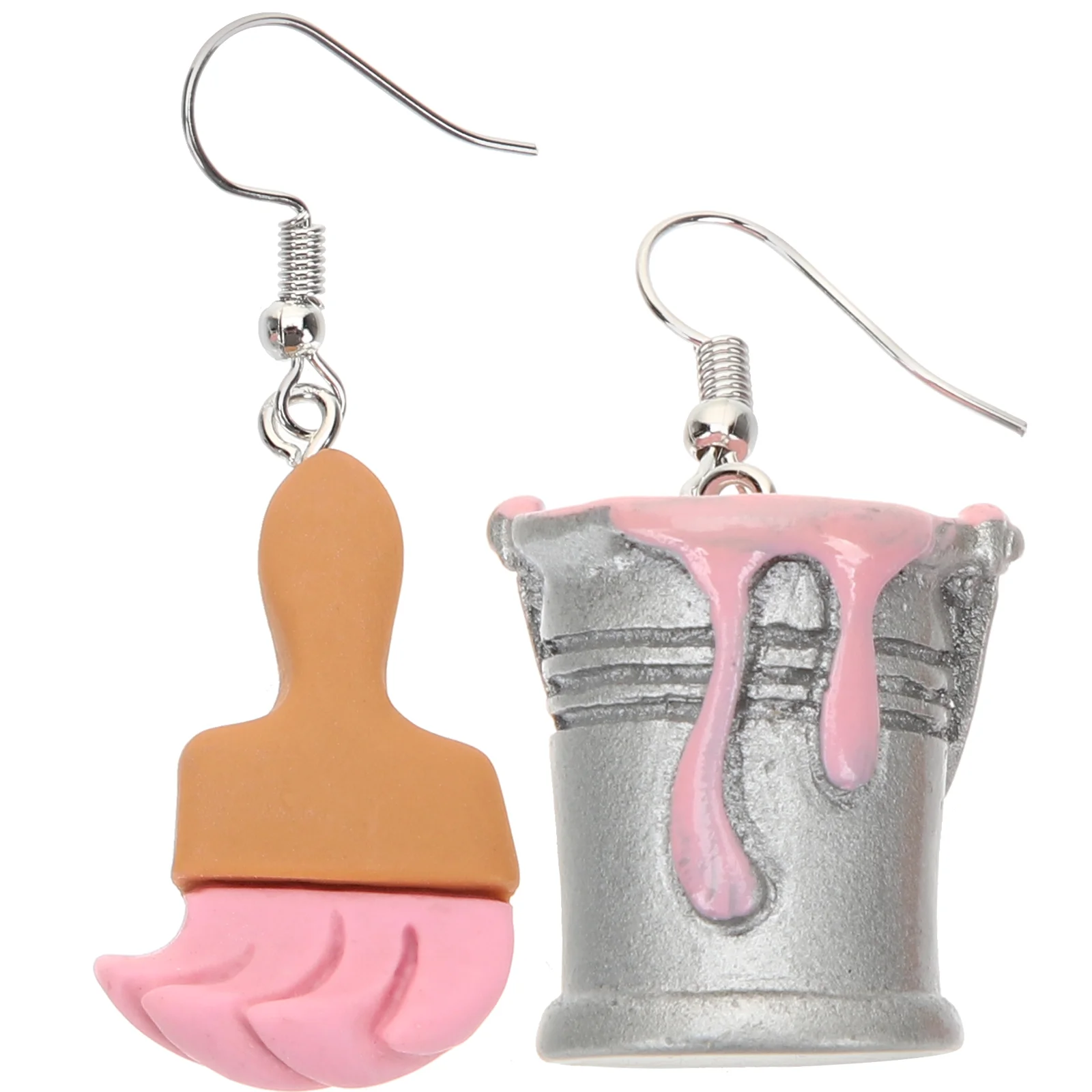 

Paint Bucket Earrings Funky for Teens Locket Weird Things Gifts Painters Women Girls Artist Brush Personality Dangling
