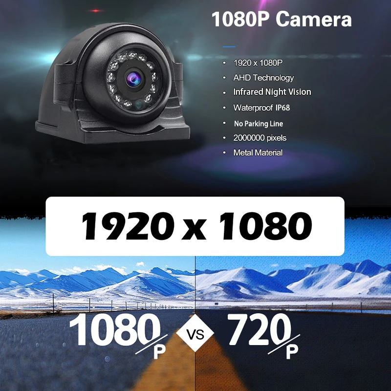 12 LED 1080P Vehicle AHD Lefr/Right Side View Camera 12V For Heavy Truck/Trailer/Car Monitoring IR Night Vision IP68 Waterproof