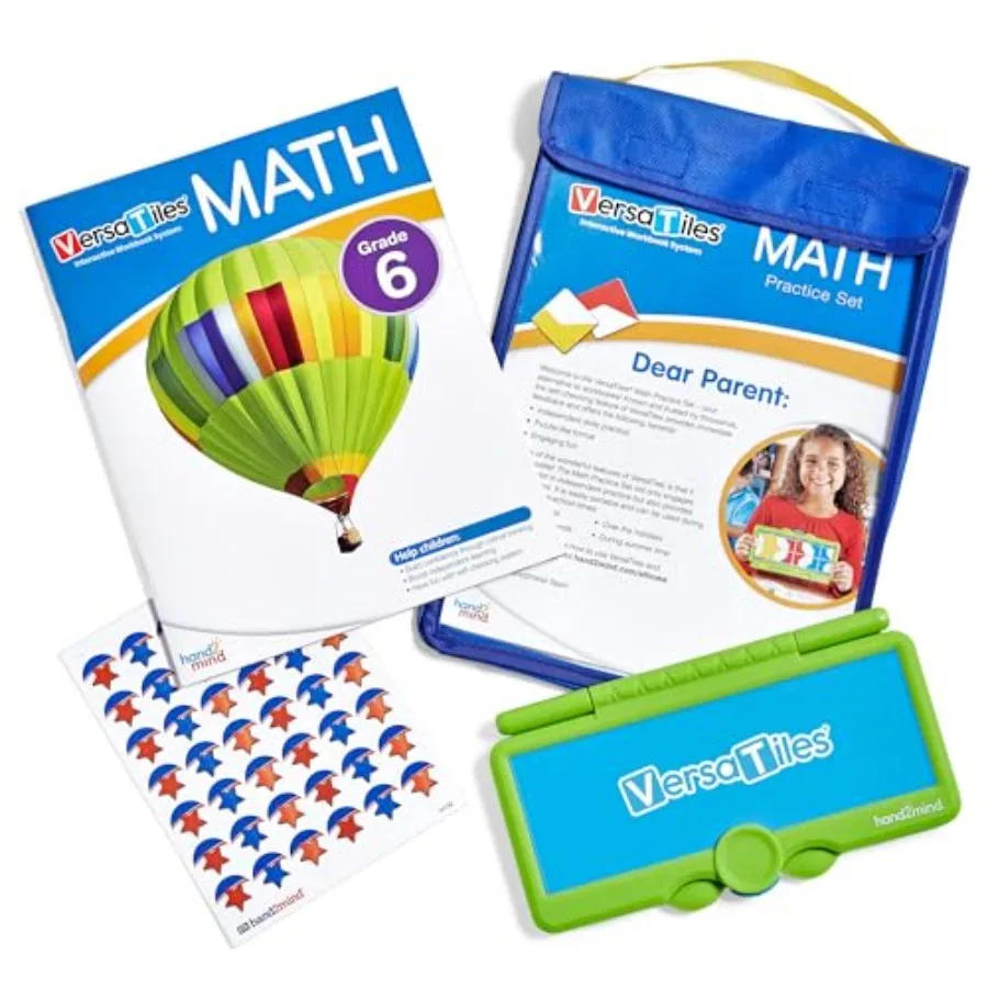 

VersaTiles Math Practice Take Along Set for Grade 6 Homeschool Curriculum Middle School Math Workbook for Students Middle Schoo