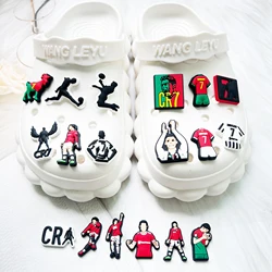 New Arrival 1-18Pcs Football Sports PVC Shoes Buckle Charms Soccer Player Clog Decorations Fit Kids Birthday Gift