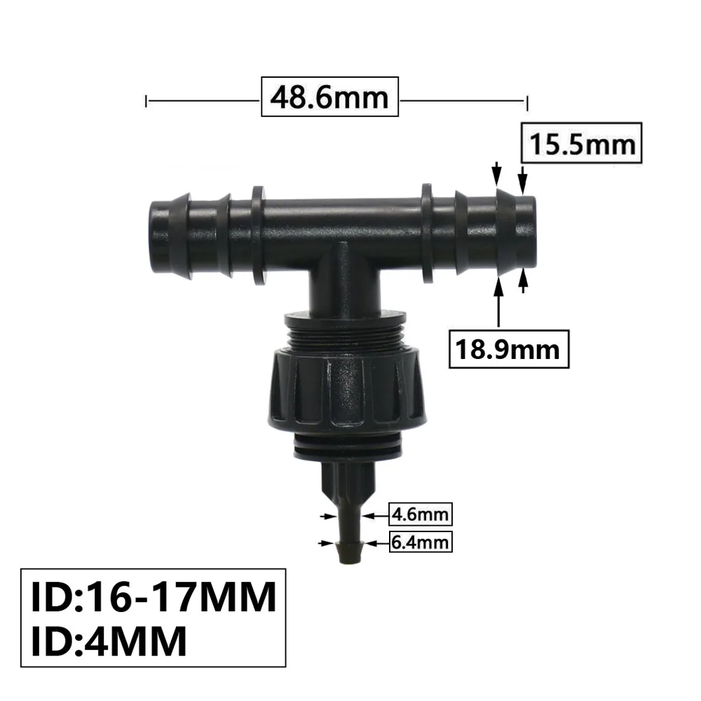 16/20/25mm To 4/7mm Tee Barb Connector Plastic Hose Reducer Tee Hose Splitter Drip Irrigation System Transition Fitting