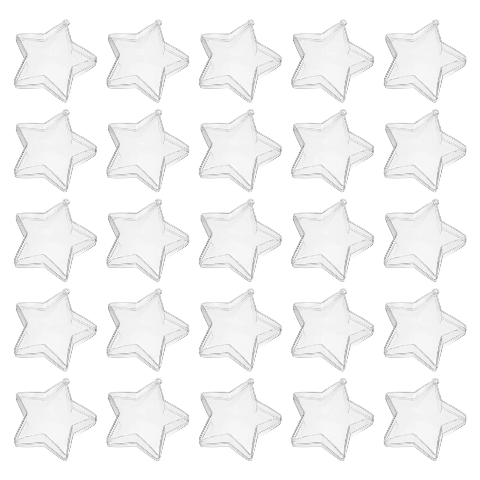 25Pcs Clear Star Gift Container Transparent Fillable Plastic Bauble Hanging Ornament Christmas Tree Party Favor Shower